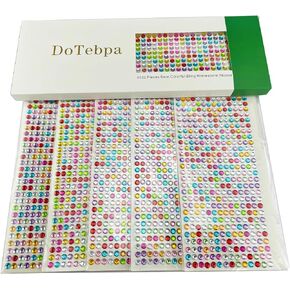 4032 Pieces 6mm Bling Rhinestone Sticker Sheet Gem Diamond Self Adhesive for Scrapbooking Embellishments and DIY Crafts,Wedding,Decor(Assorted Color)…