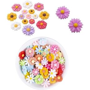RUITASA Flatback Resin Daisy Flowers, 100PCS Little Daisy Flowers, Rresin Flower Daisy Cabochons for Jewelry Making Scrapbooking Phone Case Decor Hair Accessories Fairy Garden Decor(Colour Mixture)