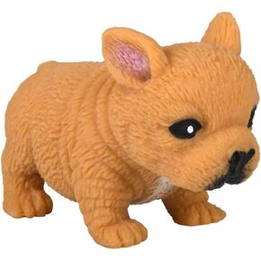 Squishy Stretchy Bulldog (2.5" to 6.5") Rubber Fidget Sensory Toy Filled with Sand. Great Stress Relief Dog Toy for Kids, Adults and Pets. (1 Bulldog - Brown Color)