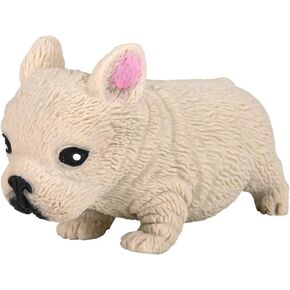 Squishy Stretchy Bulldog (2.5" to 6.5") Rubber Fidget Sensory Toy Filled with Sand. Great Stress Relief Dog Toy for Kids, Adults and Pets. (1 Bulldog - Brown Color)