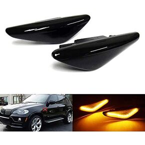 2x Black Smoked Lens LED Side Marker Turn Signal Light Left Right For BMW F25 X3 E70 X5 E71 E72 X6 (Black Smoked)