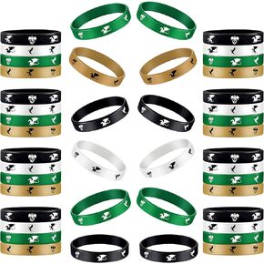 Skylety 24 Pieces Dragon Party Favors Rubber Bracelets Silicone Wristbands Prints Rubber Bracelets Colored Stretch Wristband for Dragon Themed Party Birthday Supplies Present