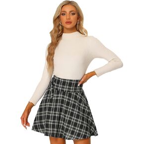 Allegra K Women's School Plaid Cotton Mini Tartan Skater Skirt
