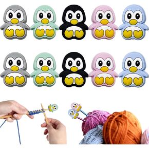 10 PCS Knitting Needle Stoppers, Cute Penguins Knitting Needle Point Protectors for Beginners Knitting Needles DIY Supplies Accessories