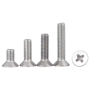 M8-1.25 x 75mm Flat Countersunk Head Machine Screws, Phillips Drive, Cross Screw，304 Stainless Steel,A2-70,GB819,Full Thread,Fasteners Bolts 5 PCS