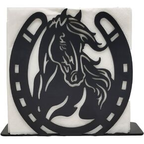 Rustic Horseshoe Napkin Holder, Horse Tissue Dispenser Holder,Metal Horseshoe Decor,Country Western Cowboy Napkin Holder for Home Kitchen Restaurant Picnic Party Wedding