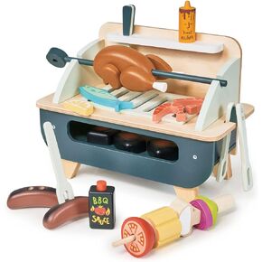 Tender Leaf Toys - Barbeque Play Set - 27 Piece Wooden Interactive Barbeque Grill Set with Pretend Play Food and Utensils for Boys and Girls - Great Role-Play Toy - Boost Fine Motor Skills - Age 3+