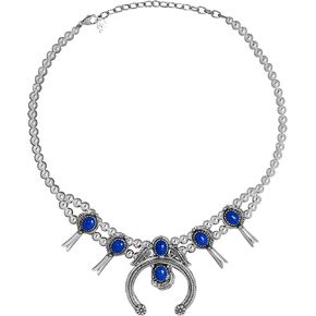 American West Jewelry Sterling Silver Women’s Pendant Necklace Gemstone Squash Blossom Naja Design 16 to 19 Inch