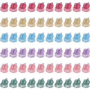 60pcs Mini Frogs, Glitter Resin Frogs Tiny Frogs Frog Figurines Miniature Frog Ornaments for DIY Crafts Garden Dollhouse Home Decorations (6 Colors)