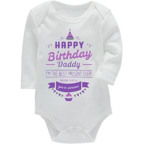 Funny Print Letters Rompers Newborn Infant Bodysuit Baby Kids Long Sleeves Rompers Happly Birthday Daddy