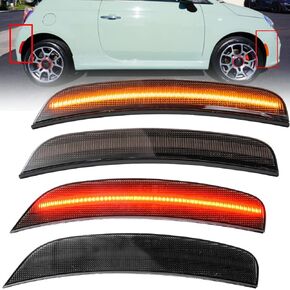 NJSBYL 4/Pcs Smoked Lens Side Marker Lamps for Fiat 500 Sport 2012 2013 2014 2015 2016 Fiat500 2 Door Sport Hatchback Driver/Passenger Side Amber/Red LED Upon Wheel Driving Singal Lights Kits