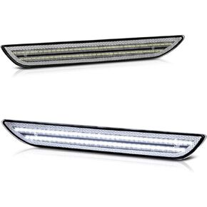 VIPMOTOZ Full White LED Chrome Housing Rear Side Marker Light Parking Lamp For 2015-2023 Ford Mustang S550, Driver & Passenger Side