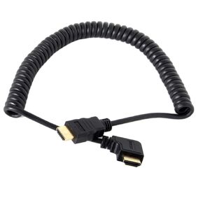 تشينيانغ كابل HDMI صغير قابل للتمدد ملفوف HDMI 2.0 إلى HDMI صغير 90 درجة بزاوية قائمة 4K 60 هرتز كابل تمديد