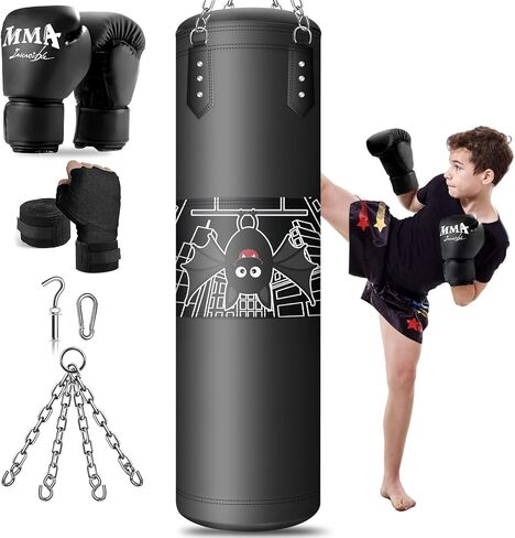 Punching Bag for Kids, 2.7FT Hanging Boxing Bag with Boxing Gloves, Kids Boxing Set Kickboxing Bag for Youth Boxing Karate Muay Thai Kick Taekwondo Training in Kuwait
