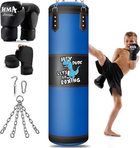 Punching Bag for Kids, 2.7FT Hanging Boxing Bag with Boxing Gloves, Kids Boxing Set Kickboxing Bag for Youth Boxing Karate Muay Thai Kick Taekwondo Training in Kuwait