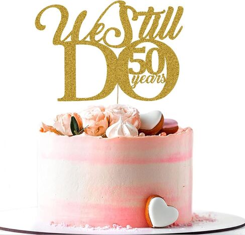 ما زلنا نفعل 50 عامًا من تزيين الكيك - تجديد العهد الخمسين لحفلات الزفاف وحفلات الذكرى السنوية للديكور بريق ذهبي in Kuwait