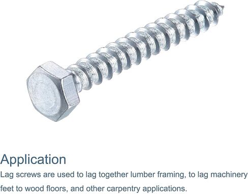 uxcell Hex Lag Screws, M6 x 40mm Carbon Steel Zinc Plated Half Thread Self-Tapping Bolts for Wood Screw 25Pcs in Saudi Arabia