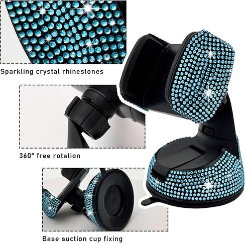Bling Car Phone Holder, 360 Degree Adjustable Crystal Auto Dashboard Air Vent Cell Phone Mount, Universal Car Phone Holder Mount for Windshield Dashboard and Air Outlet (Red) in Saudi Arabia