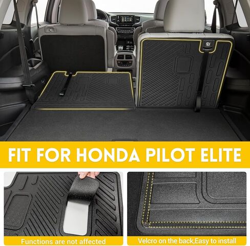 Rear Cargo Mat & Backrest Mat for 2016-2024 Honda Pilot All Weather TPE Back Seat Protector Trunk Cargo Liner for 2023 2024 Honda Pilot 3rd Row Seats Accessories in Saudi Arabia