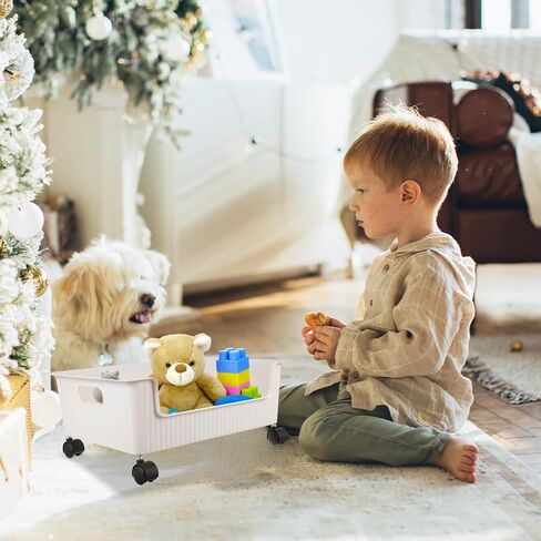 Books Display Shelf Plastic Storage Bins Storage Box with Pulleys Book Storage Box On Casters Plastic Put Bag Student Childrens Books Utility Rolling Cart in Saudi Arabia