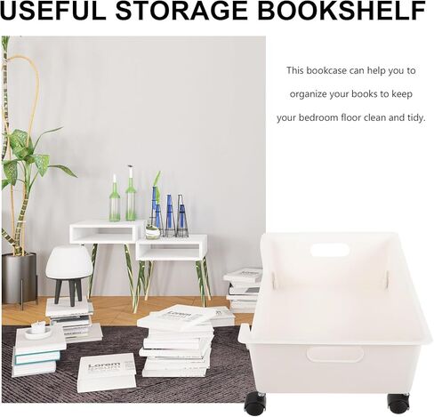 Books Display Shelf Plastic Storage Bins Storage Box with Pulleys Book Storage Box On Casters Plastic Put Bag Student Childrens Books Utility Rolling Cart in Saudi Arabia