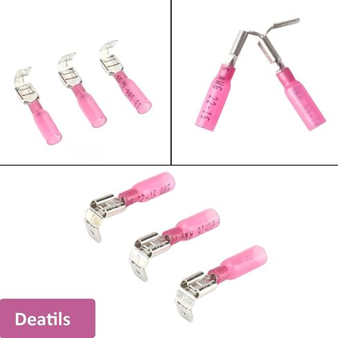 50 PCS Blue/Pink/Yellow Heat Shrink Piggyback Spade Connectors, Insulated Quick Disconnect Crimp Terminal, Electrical Butt Terminals for Marine, Electronics, Automotive in Saudi Arabia