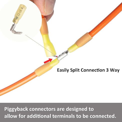 50 PCS Blue/Pink/Yellow Heat Shrink Piggyback Spade Connectors, Insulated Quick Disconnect Crimp Terminal, Electrical Butt Terminals for Marine, Electronics, Automotive in Saudi Arabia