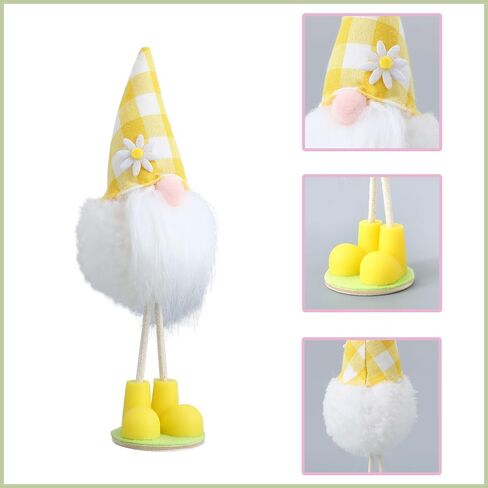 Easter Gnomes Decorations 3pcs Pink Green Yellow Checkered Gnome Handmade Figurines Doll for Spring Easter Day Gifts Cute Gnome Decorations for Home in Saudi Arabia