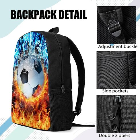 3PCS Backpack for Boys Girls Kids School Backpack Sets with Lunch Bag Pencil Case, 17 Inch Lightweight Bookpack 3 in 1 Set for Teens Elementary Middle HighSchool Students (Soccer) in Saudi Arabia