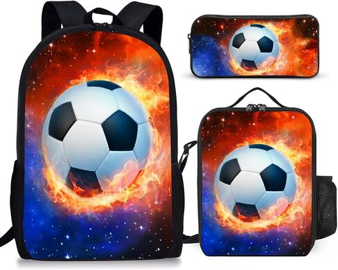 3PCS Backpack for Boys Girls Kids School Backpack Sets with Lunch Bag Pencil Case, 17 Inch Lightweight Bookpack 3 in 1 Set for Teens Elementary Middle HighSchool Students (Soccer) in Saudi Arabia