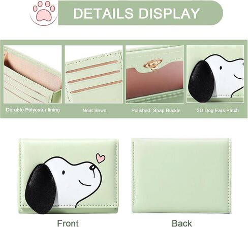Sunwel Fashion Girls Cute 3D Puppy Mini Wallet Tiny Wallet Cash Pocket Card Holder ID Window Purse for Women (GREEN) in Saudi Arabia