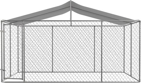 Large Outdoor Dog Kennel with Roof, Galvanized Steel Dogs Cage Fence House w/Lock, Anti Rust Chain Link Pet Enclosure Pen Weather Resistant for Backyard, 157.2 x 90 x 91.2 Inch in Saudi Arabia
