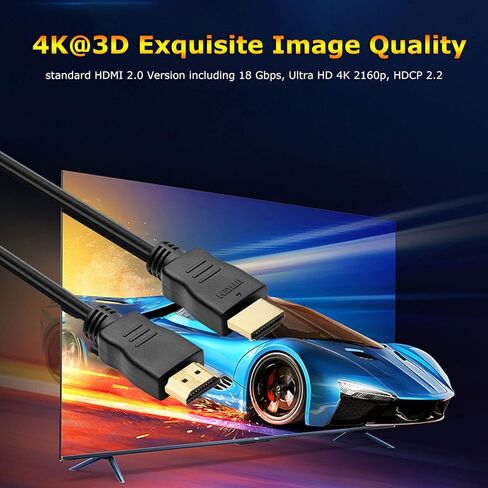 كابل HDMI 2.0 بطول 25 قدمًا، موصلات مطاطية وذهبية عالية السرعة، 4K@60 هرتز، فائق الدقة، 2K، 1080P، ARC متوافق مع أجهزة الكمبيوتر المحمول، والشاشة، وPS5، وPS4، وXbox One، وFire TV، وApple TV والمزيد in Kuwait