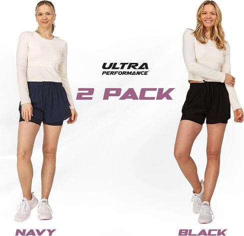Ultra Performance Gym Shorts Women Pack of 2, Nylon Compression Workout Shorts Women with Liner in Saudi Arabia