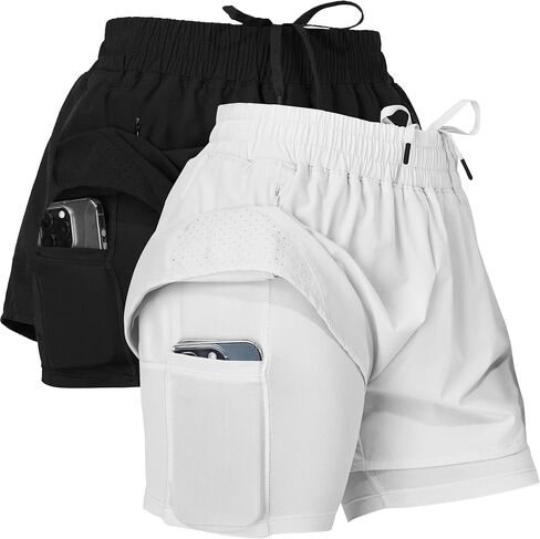 Ultra Performance Gym Shorts Women Pack of 2, Nylon Compression Workout Shorts Women with Liner in Saudi Arabia