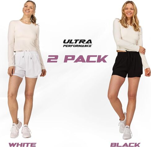 Ultra Performance Gym Shorts Women Pack of 2, Nylon Compression Workout Shorts Women with Liner in Saudi Arabia