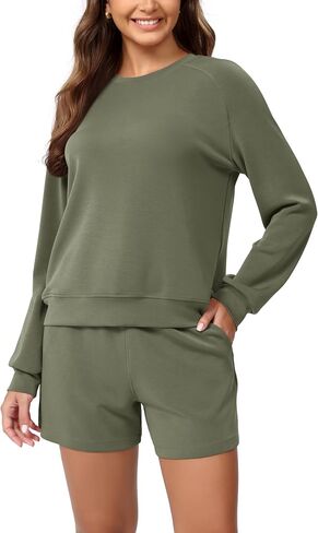 ODODOS Modal Soft Raglan Long Sleeves Sweatshirts for Women Oversized Crew Neck Pullover Tops in Saudi Arabia