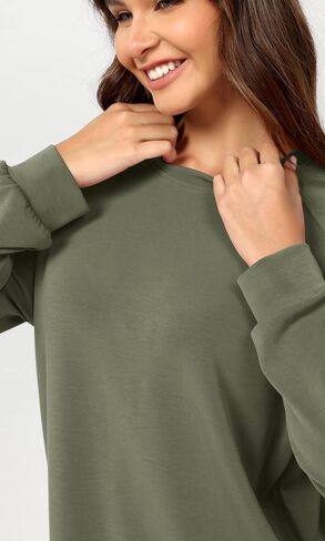 ODODOS Modal Soft Raglan Long Sleeves Sweatshirts for Women Oversized Crew Neck Pullover Tops in Saudi Arabia