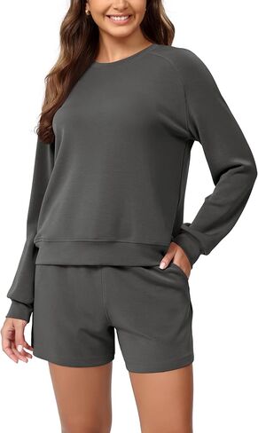 سويت شيرت ODODOS Modal ناعم بأكمام طويلة للنساء بلوفر برقبة دائرية كبيرة الحجم in Kuwait