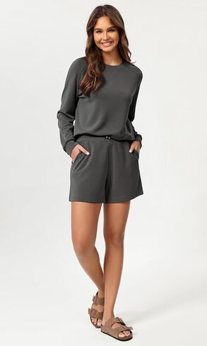 سويت شيرت ODODOS Modal ناعم بأكمام طويلة للنساء بلوفر برقبة دائرية كبيرة الحجم in Kuwait