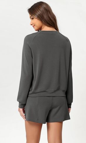 سويت شيرت ODODOS Modal ناعم بأكمام طويلة للنساء بلوفر برقبة دائرية كبيرة الحجم in Kuwait