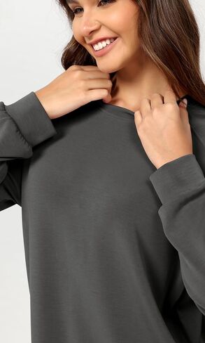 سويت شيرت ODODOS Modal ناعم بأكمام طويلة للنساء بلوفر برقبة دائرية كبيرة الحجم in Kuwait