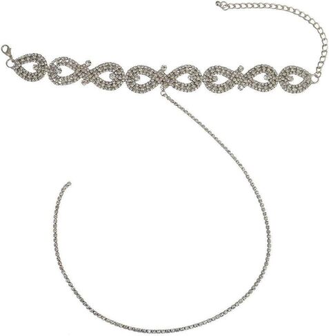 YERTTER Y Choker Rhinestone Crystal Oval Link Chain Tassel Choker Cuba Link Chain Necklace Set for Women Girls in Saudi Arabia
