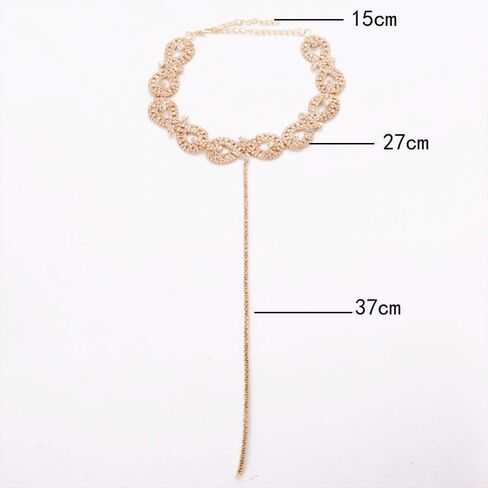 YERTTER Y Choker Rhinestone Crystal Oval Link Chain Tassel Choker Cuba Link Chain Necklace Set for Women Girls in Saudi Arabia