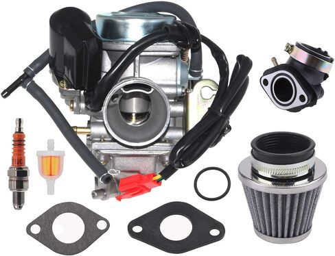 مكربن ​​150cc لمحركات GY6 4 السكتة الدماغية 125cc 150cc ATV Go Karts Scooter Mopeds QMJ/QMI157 QMJ/QMI152 - مقياس سحب مشعب 24 مم PD24J Carb in Kuwait