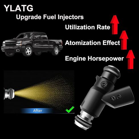 حاقن الوقود YLATG حاقن لسيارة تشيفي سيلفرادو 1500 تاهو إكسبريس 1500/2500/3500 سوبربان أفالانش، لكاديلاك إسكاليد، لسيارة جي إم سي يوكون سييرا 1500 سافانا 1500/2500/3500 5.3 لتر 4.8 لتر (8 قطع) in Kuwait