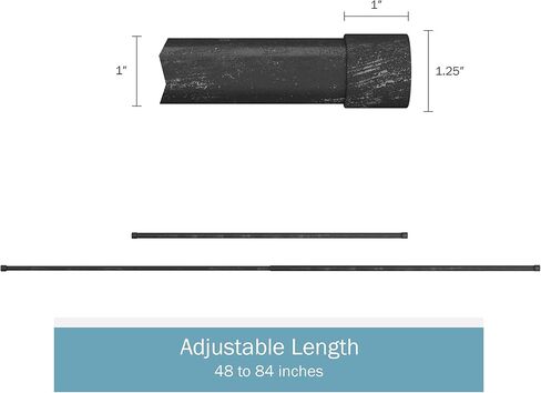 قضيب ستارة Lavish Home مقاس 1 بوصة - تشطيبات على شكل غطاء نهاية مزخرف وأجهزة لديكور المنزل في غرفة النوم وغرفة المعيشة والمطبخ - 66-120 بوصة - فضي in Kuwait