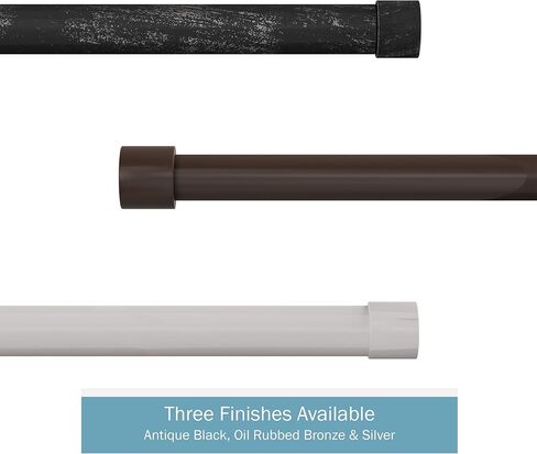 قضيب ستارة Lavish Home مقاس 1 بوصة - تشطيبات على شكل غطاء نهاية مزخرف وأجهزة لديكور المنزل في غرفة النوم وغرفة المعيشة والمطبخ - 66-120 بوصة - فضي in Kuwait