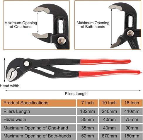 HighFree 3PCS Water Pump Pliers Set 7Inch, 10Inch, 16Inch Channel Lock Pliers Quick Adjustment by Pressing and Sliding Grips Any Shaped Object in Kuwait