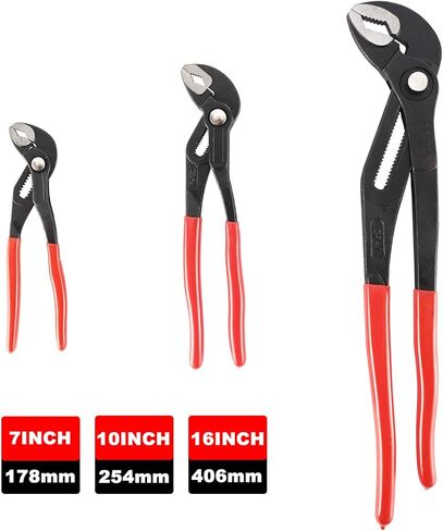 HighFree 3PCS Water Pump Pliers Set 7Inch, 10Inch, 16Inch Channel Lock Pliers Quick Adjustment by Pressing and Sliding Grips Any Shaped Object in Kuwait